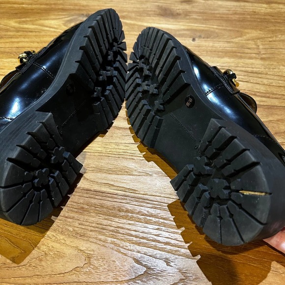 INC Brea Women’s Black Patent Leather Gold Chain Chunky Lug Sole Loafers - Picture 13 of 13